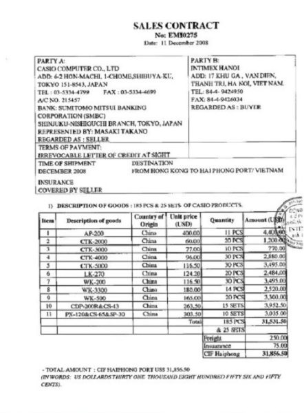 giấy tờ khi vận chuyển quốc tế