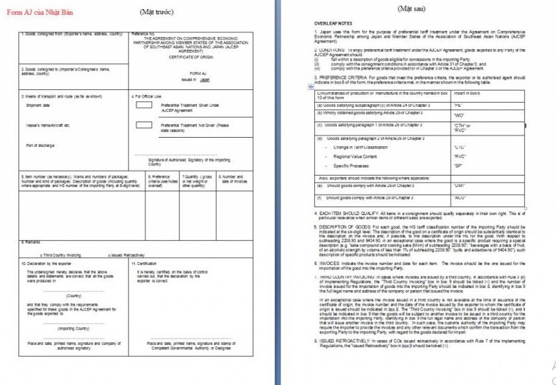 giấy tờ khi vận chuyển quốc tế