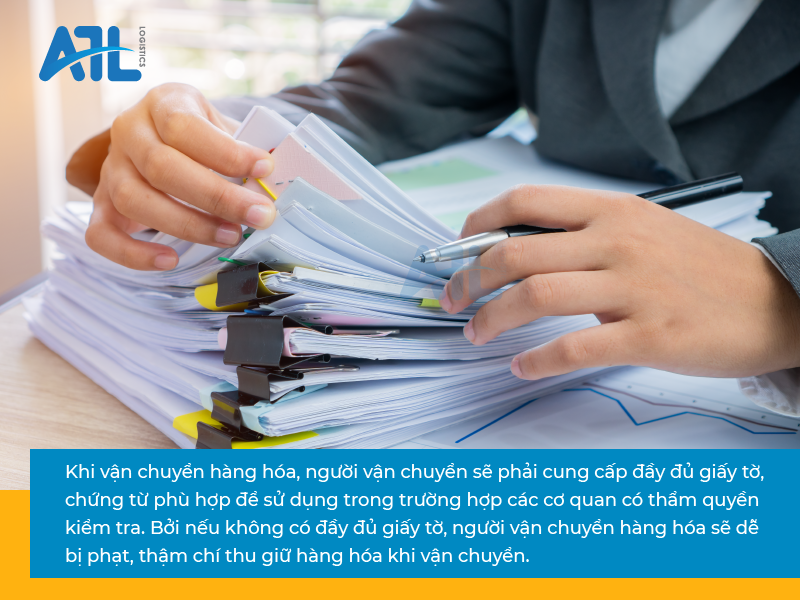 giấy tờ khi vận chuyển trong nước