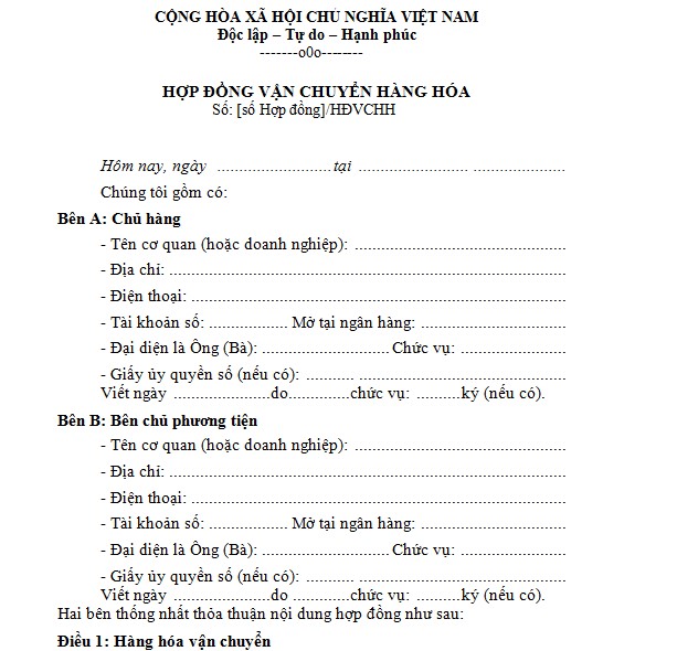 giấy tờ khi vận chuyển trong nước